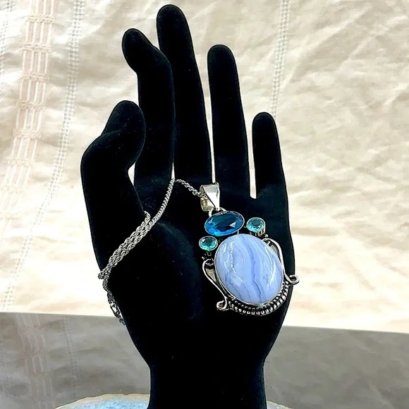 Vtg.18”Sterling Silver Necklace With Sterling Silver Pendant - Picture 5 of 8